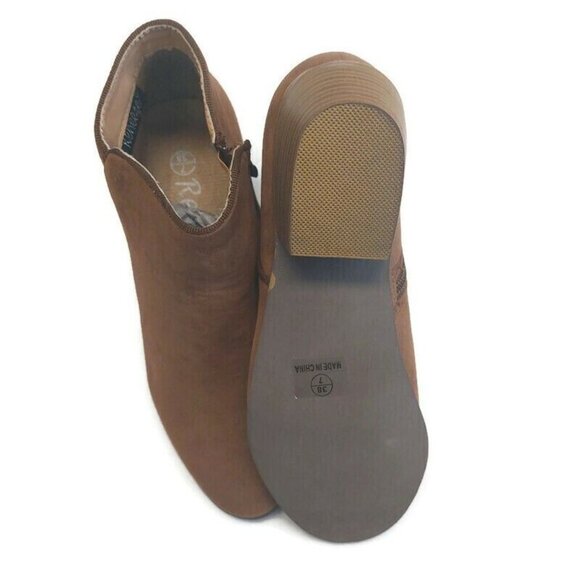 Reneeze Beauty-03 Womens Stacked Heel Zipper Ankle Booties Camel Brown Size 7 - Picture 7 of 8